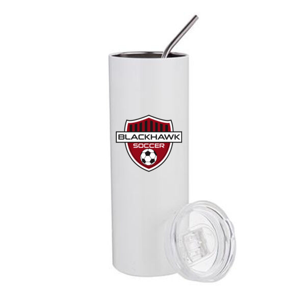 20 oz Stainless Steel Tumbler with Metal Straw & Lid - Sublimated Logo Thumbnail