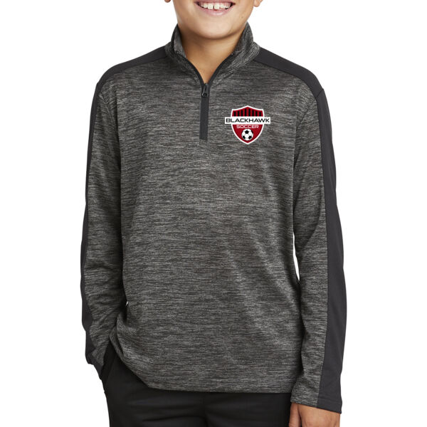 Sport-Tek ® Youth PosiCharge ® Electric Heather Colorblock 1/4-Zip Pullover - Printed Logo Thumbnail