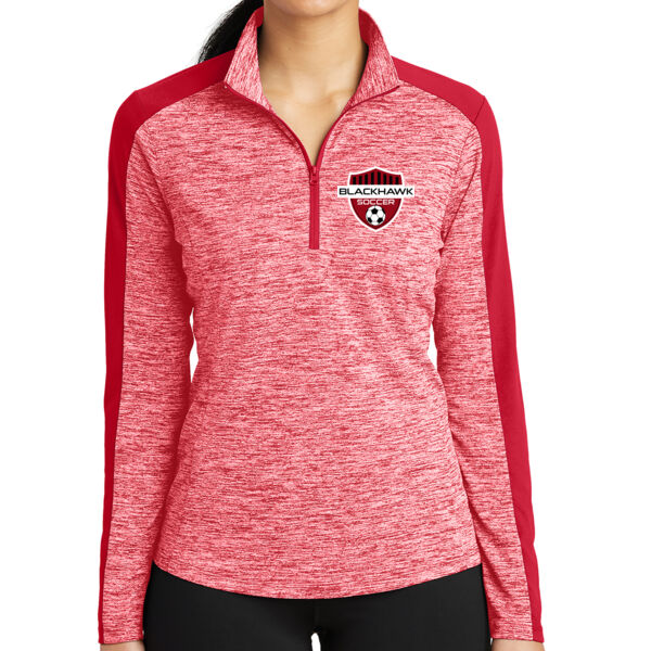 Sport-Tek® Ladies PosiCharge® Electric Heather Colorblock 1/4-Zip Pullover - Printed Logo Thumbnail